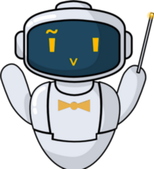 kaRAGan — robot conductor mascot with golden amber eyes and bow tie